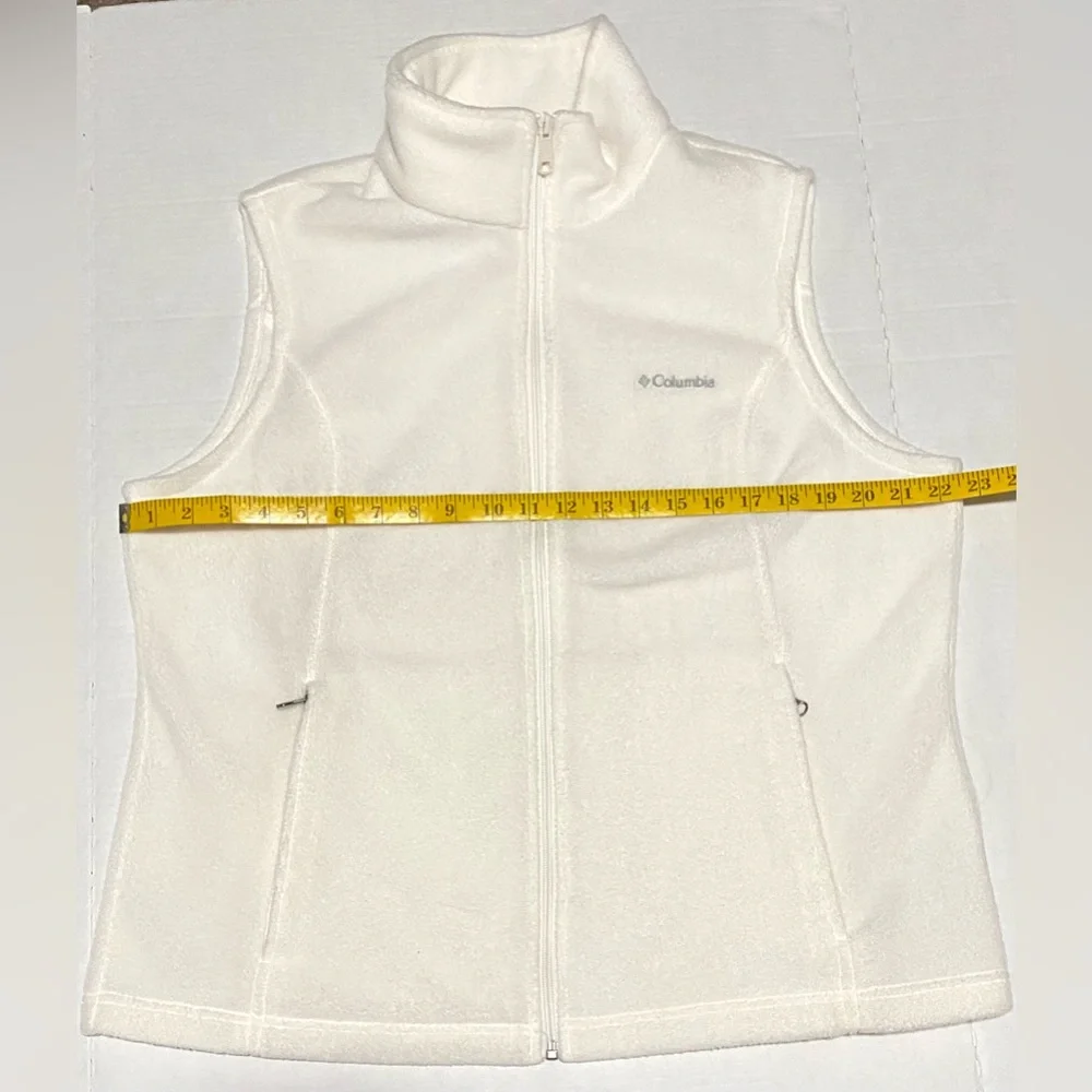 Columbia Womens XL Solid Cream Fleece Sleeveless Zip-Front Vest Classic Warm - Picture 11 of 13
